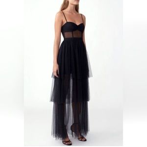 🎉NWT🎉 Fame and Partners Black Tiered Tulle corset gown